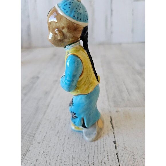 Gort wong li blue vintage boy Buddha Monk figurine Chinese Japanese priolo statu - Picture 2 of 9